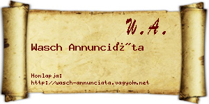 Wasch Annunciáta névjegykártya
